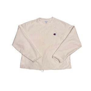 Champion Cropped White Long Sleeve Sweater